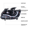 2015-2022 Chevrolet Colorado LED Bar Projector Headlights (Glossy Black Housing/Smoked Lens)