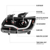 2015-2022 Chevrolet Colorado LED Bar Projector Headlights (Glossy Black Housing/Clear Lens)