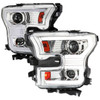 2015-2017 Ford F-150 LED Bar Projector Headlights w/ Switchback Sequential Turn Signals (Chrome Housing / Clear Lens)