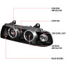 1992-1998 BMW E36 3 Series Coupe/Sedan Dual Halo Projector Headlights (Matte Black Housing/Clear Lens)