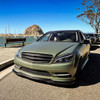 2008-2011 Mercedes Benz W204 C Class Projector Headlights w/ LED Light Bar & LED Turn Signal Lights (Matte Black Housing/Clear Lens)
