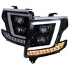 2015-2020 Chevrolet Tahoe Suburban/ 2016-2019 Suburban 3500HD LED C-Bar Projector Headlights w/ LED Turn Signal Lights (Glossy Black Housing/Smoked Lens)
