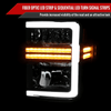 2008-2010 Ford F-250/F-350/F-450/F-550 Super Duty LED Sequential Signal Factory Style Headlights (Matte Black Housing/Clear Lens)
