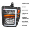 2008-2010 Ford F-250/F-350/F-450/F-550 Super Duty LED Sequential Signal Factory Style Headlights (Matte Black Housing/Clear Lens)