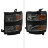 2014-2015 Chevrolet Silverado 1500 Factory Style Headlights w/ Black Trim (Chrome Housing/Light Smoked Lens)