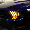 2010-2014 Ford Mustang Sequential LED Bar Projector Headlights w/ Sequential Turn Signal Lights (Matte Black Housing/Clear Lens)