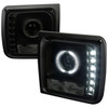1997-2001 Jeep Cherokee Halo Projector Headlights w/ SMD LED Light Strip (Black Housing/Smoked Lens)