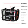 2007-2013 GMC Sierra / 2007-2014 Sierra 1500HD 2500HD 3500HD / 2009-2013 Sierra 1500 Hybrid Dual LED C-Bar Projector Headlights (Matte Black Housing/Clear Lens) 2007-2013 GMC Sierra / 2007-2014 Sierra 1500HD 2500HD 3500HD / 2009-2013 Sierra 1500 Hybrid Dual LED C-Bar Projector Headlights (Matte Black Housing/Clear Lens)