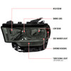 2019-2024 Dodge RAM 2500/3500/4500/5500 Factory Style Headlights (Chrome Housing/Smoked Lens)