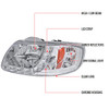 1997-2004 Ford F-150/Expedition Factory Style Crystal Headlights w/ SMD LED Light Strip (Chrome Housing/Clear Lens)