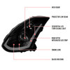 2003-2007 Infiniti G35 Coupe LED Bar Projector Headlights w/ Sequential Turn Signals (Black Housing/Smoked Lens)