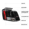 1999-2004 Ford Mustang Sequential LED Tail Lights - RS (Matte Black Housing/Clear Lens)