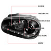 1999-2006 Volkswagen Golf Mk4 GTI/R32 Cabrio Projector Headlights w/ R8 Style LED Light Strip (Matte Black Housing/Clear Lens)
