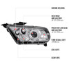 2010-2014 Ford Mustang Dual Halo Projector Headlights (Chrome Housing/Clear Lens)