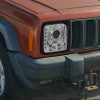 1997-2001 Jeep Cherokee Halo Projector Headlights w/ SMD LED Light Strip (Chrome Housing/Clear Lens)