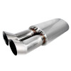 Universal DTM Style 2.5" Inlet/3" Outlet Stainless Steel Exhaust Muffler w/ Dual Tips