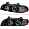 1996-2003 BMW E39 5 Series Dual Halo Projector Headlights (Glossy Black Housing/Smoked Lens)