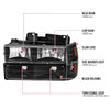 1994-1998 GMC C10/Sierra/Suburban/Yukon Factory Style Headlights w/ Bumper & Corner Lights (Matte Black Housing/Clear Lens)