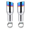Universal 2.5" Inlet/3.875" Outlet Chrome Stainless Steel Angled Burnt Blue Exhaust Tips - 2PC