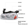 2006-2010 Dodge Charger Switchback Sequential LED Bar Factory Style Headlights (Chrome Housing/Clear Lens)
