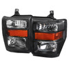 2008-2010 Ford F-250/F-350/F-450 Super Duty Factory Style Headlights w/ Amber Reflectors (Matte Black Housing/Clear Lens)