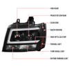 2007-2013 Chevrolet Avalanche/ 2007-2014 Tahoe Suburban LED C-Bar Projector Headlights -RS (Matte Black Housing/Clear Lens)