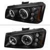 2002-2006 Chevrolet Avalanche/ 2003-2007 Silverado Dual Halo Projector Headlights (Matte Black Housing/Clear Lens)