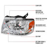2004-2008 Ford F-150/ 2006-2008 Lincoln Mark LT Halo Projector Headlights w/ SMD LED Light Strip & LED Turn Signal Lights (Chrome Housing/Clear Lens)