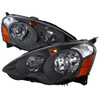 2002-2004 Acura RSX Retro Style Projector Headlights w/ Amber Reflectors (Matte Black Housing/Clear Lens)
