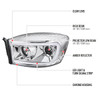 2006-2008 Dodge RAM 1500/ 2006-2009 2500 3500 Switchback LED C-Bar Projector Headlights (Chrome Housing/Clear Lens)
