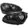 2005-2010 Volkswagen Golf Mk5 /Jetta/Rabbit Factory Style Headlights w/ P21W Turn Signal Bulbs (Matte Black Housing/Clear Lens)
