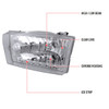 1999-2004 Ford F-250/F-350/F-450/F-550/Excursion Factory Style Headlights w/ SMD LED Light Strip (Chrome Housing/Clear Lens)