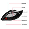 2011-2012 Mazda 2 LED Tail Lights (Matte Black/Clear Lens)