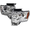 2009-2014 Ford F-150 Dual U-Ring Halo Projector Headlights w/ LED Light Strip (Chrome Housing/Clear Lens)