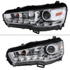 2008-2015 Mitsubishi Lancer EVO Projector Headlights w/ SMD LED Light Strip (Chrome Housing/Clear Lens)