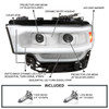 2019-2024 Dodge RAM 2500/3500/4500/5500 Switchback Sequential LED Turn Signal Projector Headlights (White Housing/Clear Lens)
