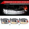 2013-2018 Ram 1500 2500 3500 Sequential LED Bar Signal Projector Headlights (Chrome Housing/Clear Lens)