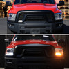 2013-2018 Ram 1500 2500 3500 Sequential LED Bar Signal Projector Headlights (Chrome Housing/Clear Lens)