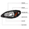 2001-2005 Chrysler PT Cruiser Factory Style Headlights (Black Housing / Clear Lens)