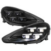 2015-2017 Porsche Cayenne 958.2 Matrix Style LED Projector Headlights w/ DRL for Dynamic Function  (Matte Black Housing / Glossy Black Accents / Clear Lens)