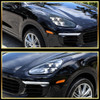 2015-2017 Porsche Cayenne 958.2 Matrix Style LED Projector Headlights w/ DRL for Dynamic Function  (Matte Black Housing / Glossy Black Accents / Clear Lens)