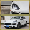 2015-2017 Porsche Cayenne 958.2 Matrix Style LED Projector Headlights w/ DRL for non-Dynamic Function  (Matte Black Housing / Glossy Black Accents / Clear Lens)