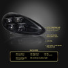 2014-2016 Porsche Panamera 970.2 Matrix Style LED Projector Headlights w/ DRL for Factory HID  (Matte Black Housing / Glossy Black Accents / Clear Lens)