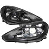 2015-2017 Porsche Cayenne 958.2 LED Projector Headlights w/ DRL for non-Dynamic Function  (Matte Black Housing / Glossy Black Accents / Clear Lens)