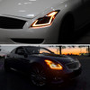 2008-2013 Infiniti G37/2014-2015 Q60 Coupe/Convertible Sequential Switchback LED Turn Signal Full LED Projector Headlights (Matte Black Housing / Smoked Lens)