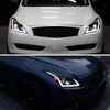2008-2013 Infiniti G37/2014-2015 Q60 Coupe/Convertible Sequential Switchback LED Turn Signal Full LED Projector Headlights (Matte Black Housing / Smoked Lens)