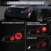 2008-2013 Infiniti G37/2014-2015 Q60 Coupe/Convertible Red LED Tail Lights w/ Switchback Sequential Turn Signals (Glossy Black Housing / Clear Lens)