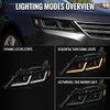 2014-2020 Chevy Impala Full LED DRL Sequential Headlights (Black Housing / Smoked Lens)