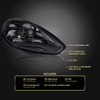 2014-2016 Porsche Panamera 970.2 LED Projector w/ DRL Headlights (Matte Black Housing / Glossy Black Accents / Clear Lens)