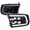 2009-2018 Dodge RAM 1500 / 2019 RAM Classic / 2010-2018 RAM 2500 3500 LED Bar Sequential Turn Signal Projector Headlights (Glossy Black Housing / Smoked Lens)